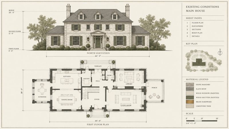 Illustrative existing-conditions drawings